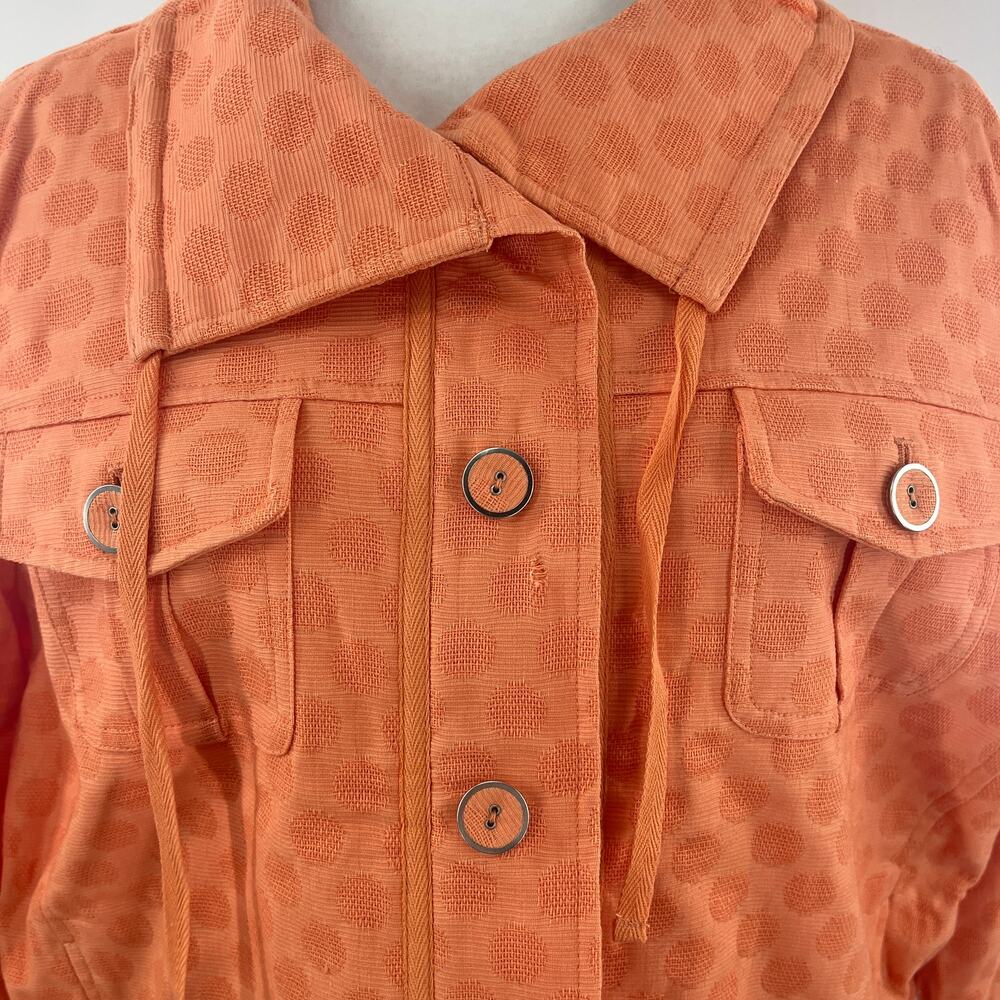 Laura Ashley Orange Polka Dot 3/4 Sleeve Cotton Colorful Zip Jacket Plus 14 - Picture 3 of 13